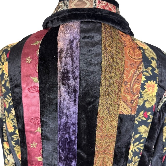 Coldwater Creek Jacket Womens Small Petite Black Patchwork Sequined Velvet - Picture 5 of 14